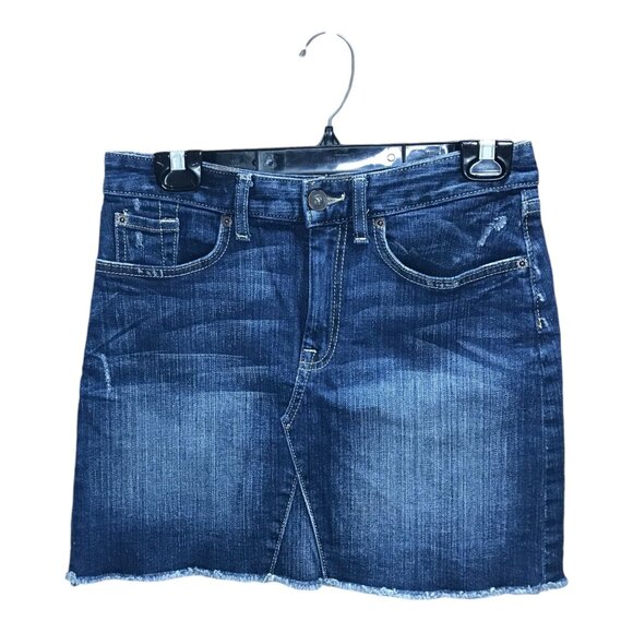 Gap Blue Denim Skirt‎  with Fringe Along Bottom Womens Size 2 - Picture 1 of 3